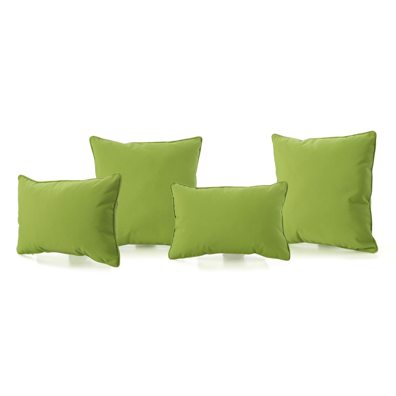 Contemporary Home Living Set of 4 Lime Green Solid Outdoor Throw Pillows 18"